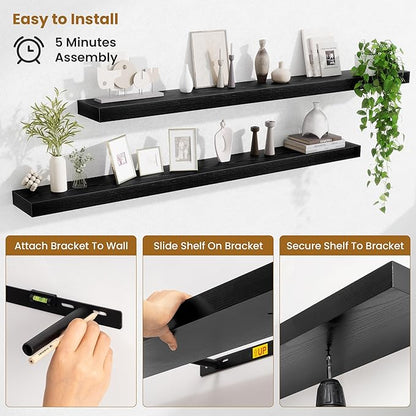 Fun Memories 55 Inch Floating Shelves Bedroom, Large Extra Floating Shelf Set - Image 5