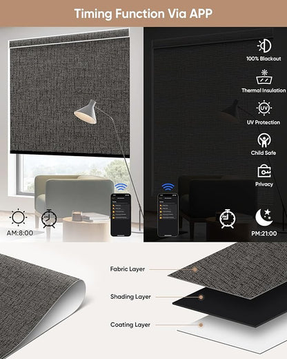 Kincmo Motorized Blinds with Remote, 100% Blackout Motorized Roller Shades Work - Image 4