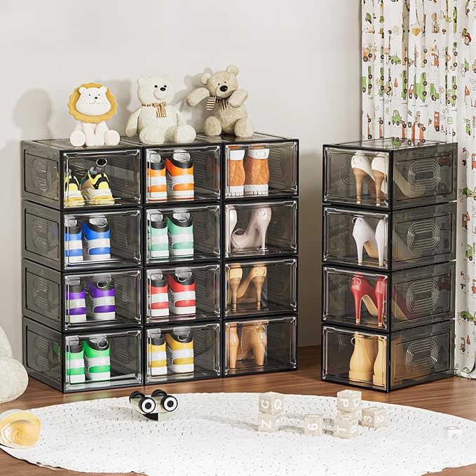 6 Pack Thicken Shoe Organizer Stackable, Upgraded Sturdy Shoe Storage Box - Image 5