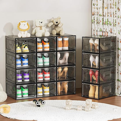 6 Pack Thicken Shoe Organizer Stackable, Upgraded Sturdy Shoe Storage Box - Image 5