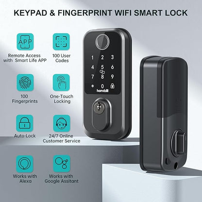 Keyless Entry WiFi Smart Lock, Hornbill Fingerprint Smart Deadbolt - Image 2