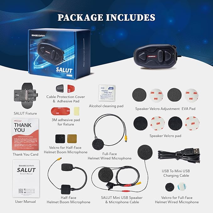 BIKECOMM Salut Motorcycle Helmet Speakers Intercom – 1000M Range Wireless - Image 8