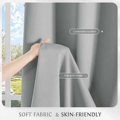 Beauoop Grey 100% Blackout Curtains 84 Inch Long 2 Panels - Image 7
