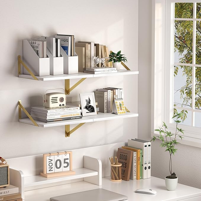Heimlove Deep Floating Shelves for Wall, 16W x 12D Wood Wall Shelves Set of 2 - Image 5