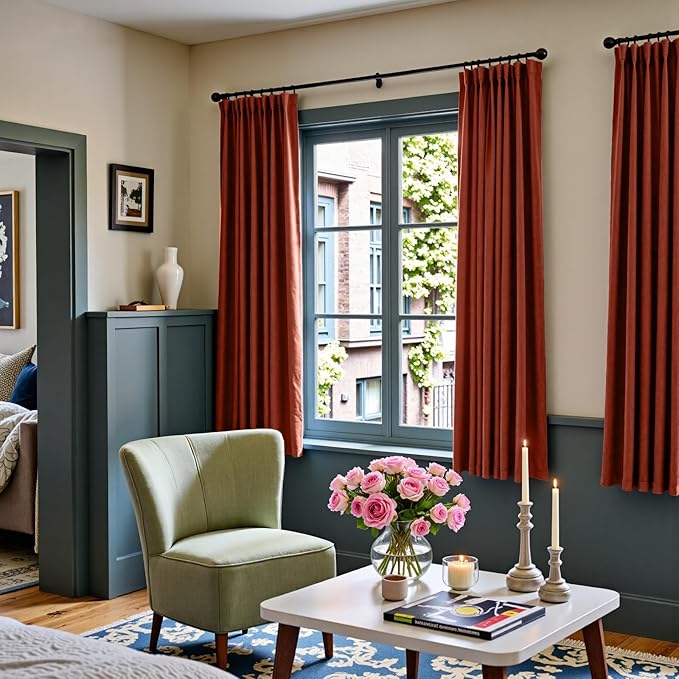 Lazzzy Velvet Blackout Curtains Thermal Insulated Room Window Drapes Super Soft - Image 3