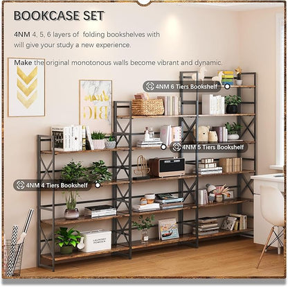 4NM Extra Wide 5 Tiers No Assembly Book Shelves, 51.2" H Folding Bookshelf - Image 5