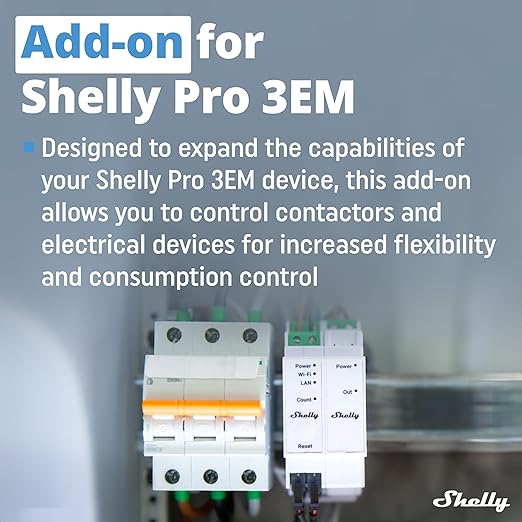 Shelly Pro 3EM Switch Add-On | Add-On Pro 3EM Dry Contacts DIN Rail Mounting | - Image 2