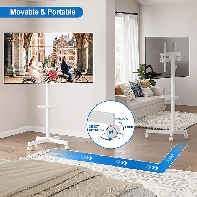 HOLMAXD Mobile TV Stand for 23-65 Inch LCD LED Flat/Curved Panel Screen TVs - Image 7