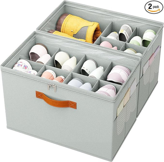 2 Pack Shoe Organizer for Closet, Foldable Shoe Storage Organizer by IMAXTOP