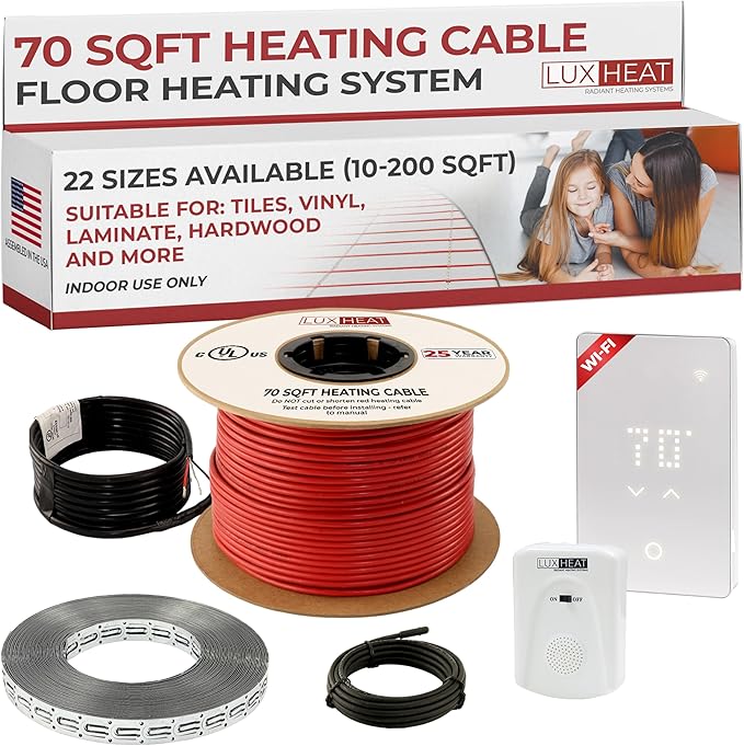 LuxHeat 70sqft Floor Heating Cable Kit - 240v Infloor Heat Kit - Complete by LuxHeat