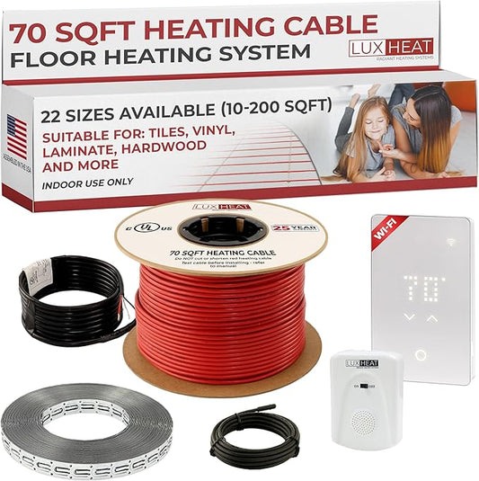 LuxHeat 70sqft Floor Heating Cable Kit - 240v Infloor Heat Kit - Complete by LuxHeat