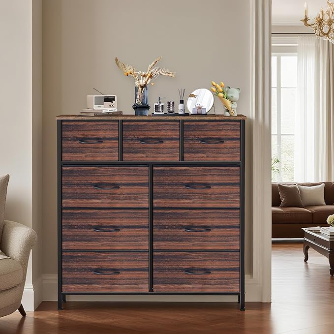 Dresser for Bedroom with 9 Drawers, Chest of Drawers, Storage Drawers Organizer - Image 5