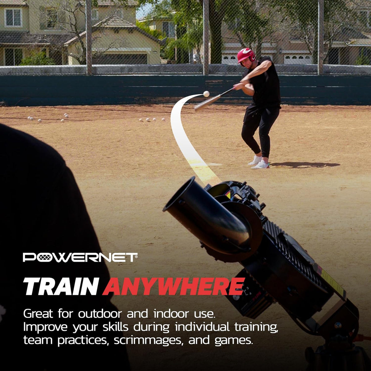 PowerNet Launch F-lite Softball & Baseball Pitching Machine, Dimpled Prac...