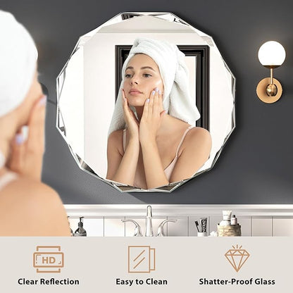 Bathroom Mirrors for Over Sink, Round Frameless Mirrors for Wall, 20x20 Inch - Image 3
