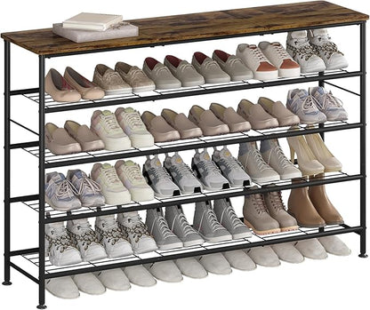SUOERNUO Shoe Rack 5 Tier Shoe Storage Organizer Metal Mesh Shelves by MAKELIFESIMPLE