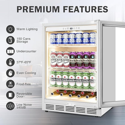Beverage Refrigerator 24 Inch Drink Fridge, Beer Fridge, 150 Cans Beverage - Image 7