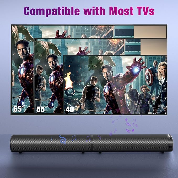 Puriom Sound Bar for Smart TV, 100W Sound Bar - Image 5