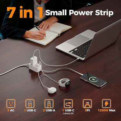 TESSAN Small Flat Plug Power Strip - Image 4