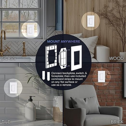 RunLessWire 3-Way Fan & Light Battery-Free DIY Kinetic Wireless Light Switch Kit - Image 4