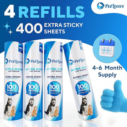 PetLovers Extra Sticky Floor Lint Roller 4 Pack of Refills Only - Image 2