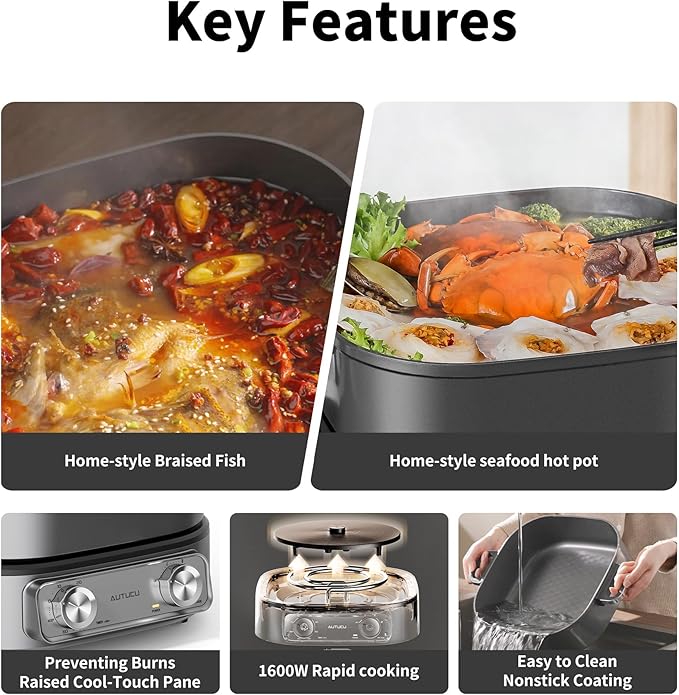 Electric Skillet 6-Quart Hot Pot Nonstick - Image 7