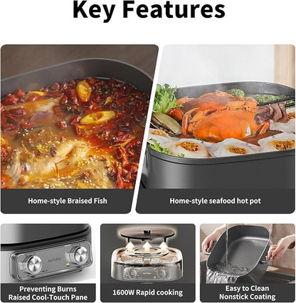 Electric Skillet 6-Quart Hot Pot Nonstick - Image 7