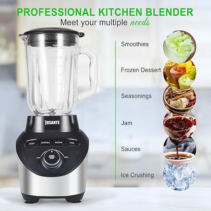 Professional Blender with 1200 Watts and 64 oz Glass Jar Kitchen Countertop - Image 2