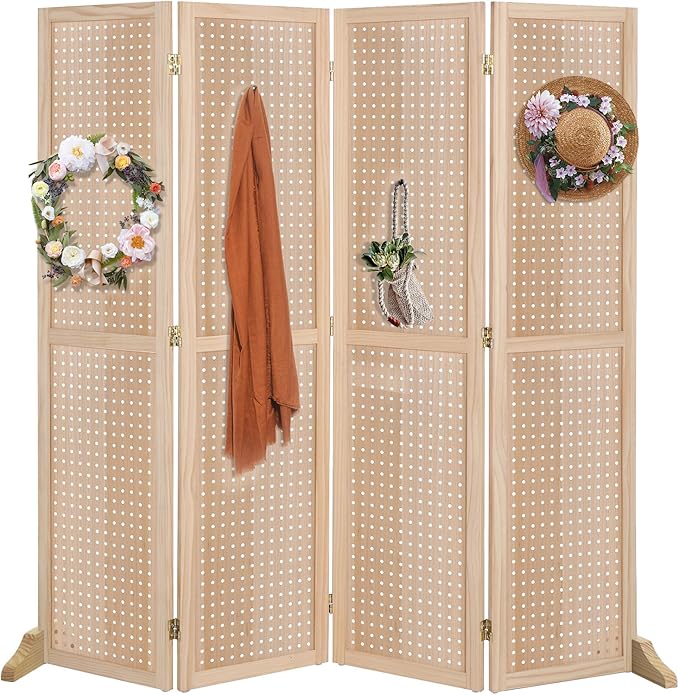 Bonnlo 4 Panel Pegboard Freestanding, 5 FT Portable Display Board Organizer by Bonnlo