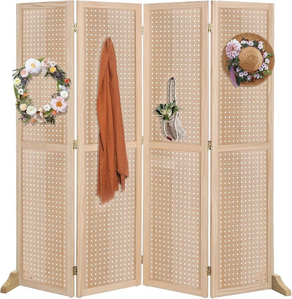 Bonnlo 4 Panel Pegboard Freestanding, 5 FT Portable Display Board Organizer by Bonnlo