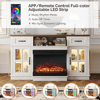 Bonnlo Fireplace TV Stand for up to 65-Inch TVs, Modern Electric Fireplace TV - Image 3