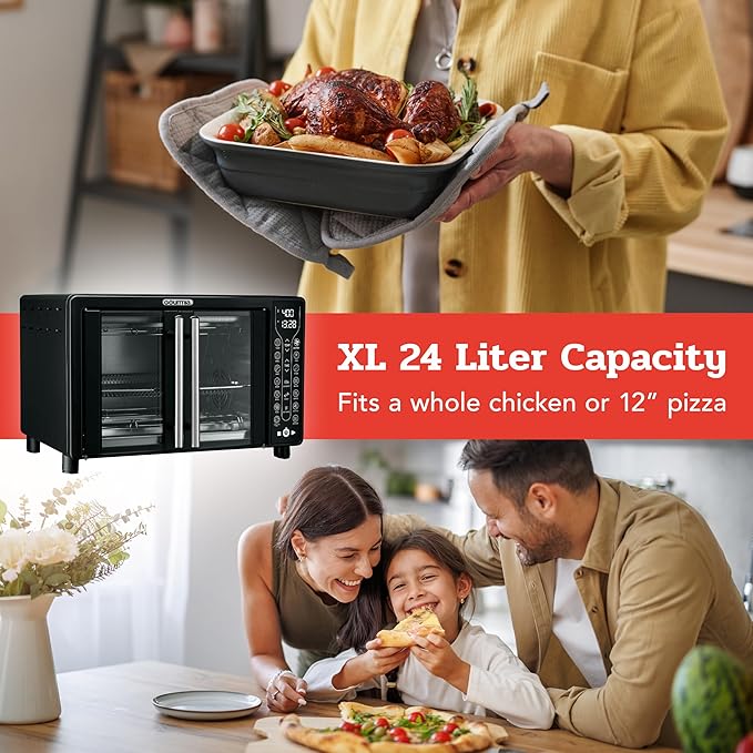 Gourmia Toaster Oven Air Fryer Combo 17 cooking presets 1700W french door - Image 5