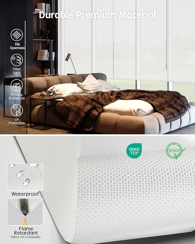 Yoolax Motorized Solar Shades, Flame Resistat Smart Blinds - Image 6