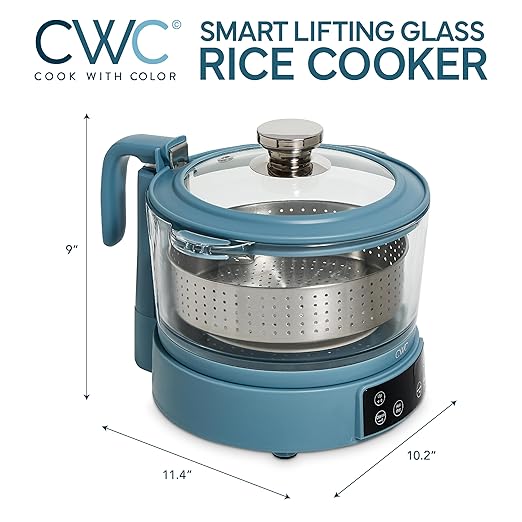 COOK WITH COLOR 3L Glass Mini Low Carb Rice Cooker – Holds 2 Cups Raw/Makes 6 - Image 3
