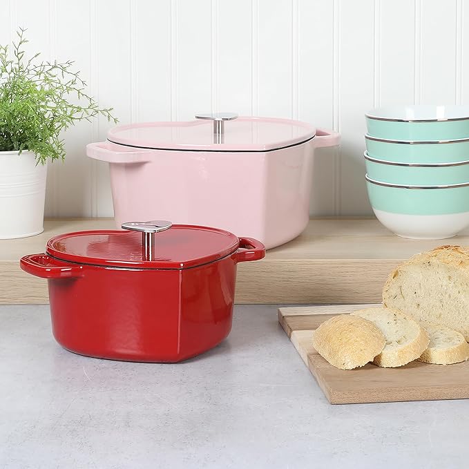 Martha Stewart Heart Shaped Enamel Cast Iron 2-Quart Dutch Oven - Image 2
