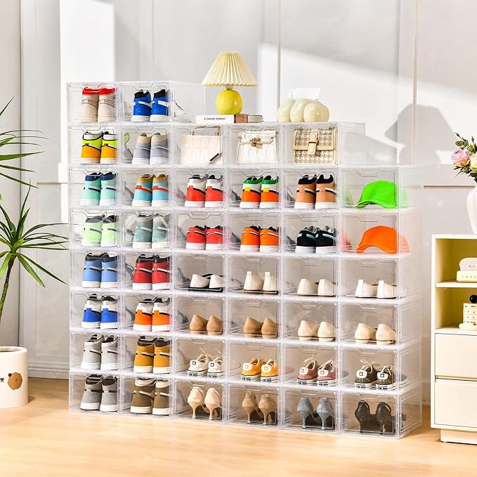 12 Pack Thicken & Sturdy Clear Shoe Storage Organizer - Image 2