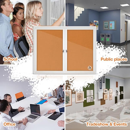 Lockable Outdoor Enclosed Bulletin Board, Weatherproof Cork Noticeboard - Image 7