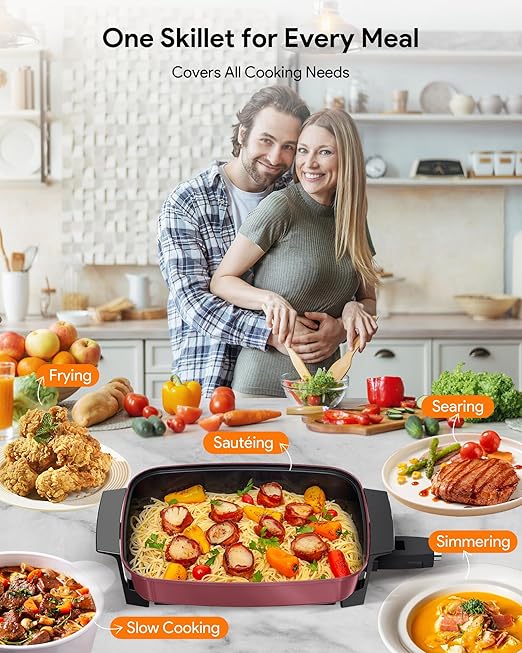 Nuwave Medley XL Digital Electric Skillet, Family Size Griddle w/Glass Lid - Image 6