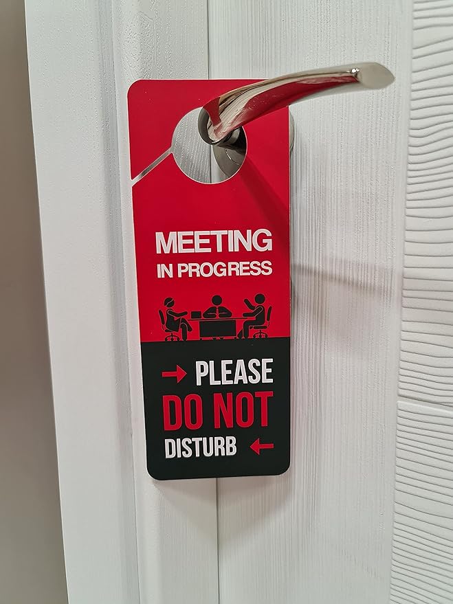 Business Design, Meeting In Progress Do Not Disturb Door Hanger Sign, 2 Pack - Image 6