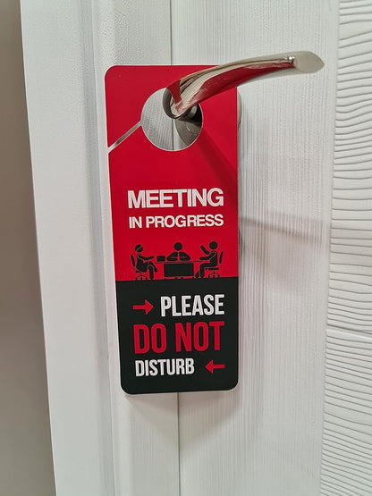 Business Design, Meeting In Progress Do Not Disturb Door Hanger Sign, 2 Pack - Image 6
