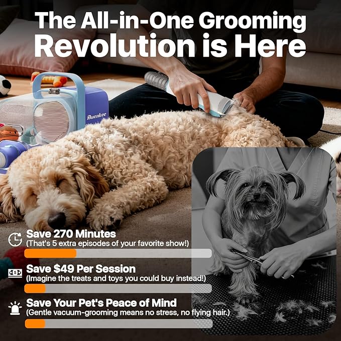Dog Grooming Kit with Vacuum, 15000Pa Pet Hair Clipper and Shedding Brush - Image 7