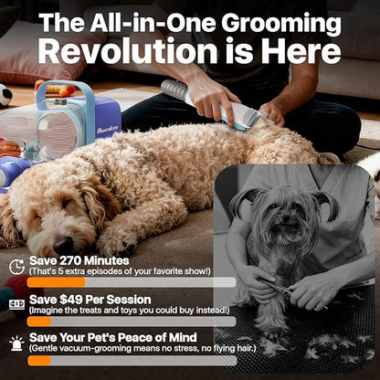 Dog Grooming Kit with Vacuum, 15000Pa Pet Hair Clipper and Shedding Brush - Image 7