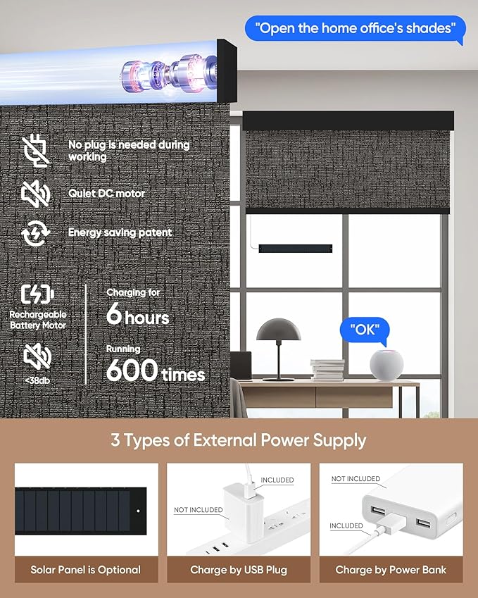 Kincmo Motorized Blinds with Remote, 100% Blackout Motorized Roller Shades Work - Image 5