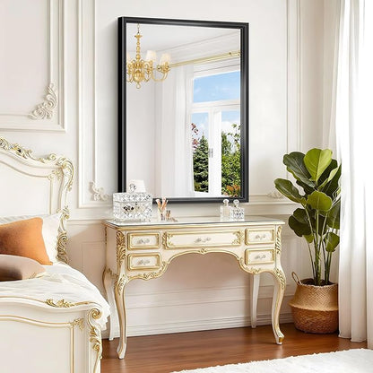 Bathroom Mirror, 42 x 30 Inch Brushed Black Rectangle Mirror, 0.6" Thickened - Image 4