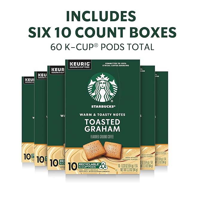 Starbucks K-Cup Coffee Pods, Flavored Hot or Iced Coffee, Toasted Graham - Image 2