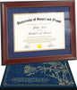 Wooden College Diploma Frame 8.5 x 11 with Mat (Blue /w Golden Rim) — Real Wood, Real Glass — Gift-Ready Packed Graduation Gift — Certificate Holder — Document Frame For Bachelors and Masters Degree