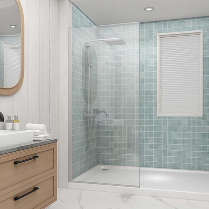 Sunrosa 36"×76" Shower Glass Panel, 8mm Thick Shower Screen, Brushed Nickel by ElevateYourEverydayShower