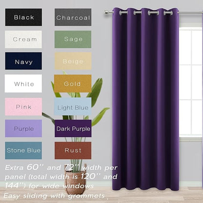 KOUFALL Dark Purple Blackout Curtains - Image 2
