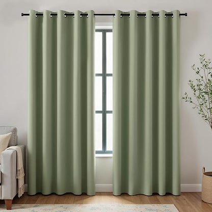 KOUFALL Dark Sage Curtains 72x84 Inches Long by KOUFALL