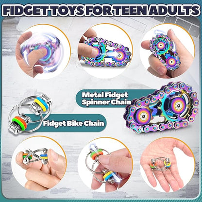 8Pcs Fidget Toys Adults Fidgets Spinner Autism Sensory Pack Spiky Sensory Rings - Image 3