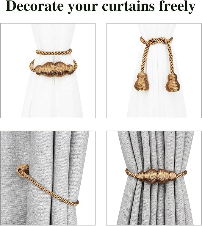 Nieffeiy Magnetic Curtain Tiebacks Outdoor Curtain Tie Backs Rope Decorative - Image 4